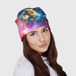 Шапка Прикольный утёнок бравый космонавт - нейроарт, цвет: 3D-принт — фото 2