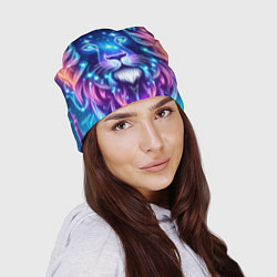 Шапка Космический неоновый лев - нейроарт, цвет: 3D-принт — фото 2