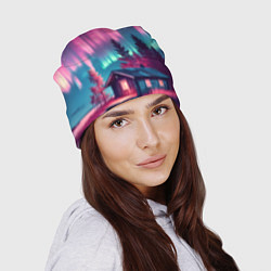 Шапка Лиловое сияние над лесом, цвет: 3D-принт — фото 2