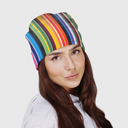 Шапка Разноцветная полоска, цвет: 3D-принт — фото 2