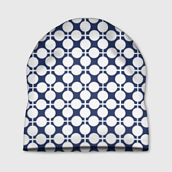 Шапка Серо-белый узор в клетку и горох ретро, цвет: 3D-принт