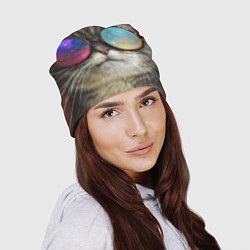Шапка A Cat with multicolored glasses, цвет: 3D-принт — фото 2