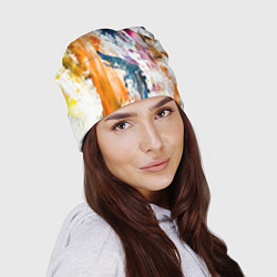 Шапка Разноцветные мазки кисти на палитре художника, цвет: 3D-принт — фото 2