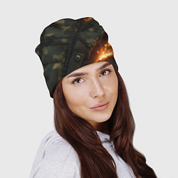 Шапка Разорванный камуфляж с огнем, цвет: 3D-принт — фото 2