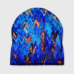 Шапка Сине-голубой стекающая абстракция, цвет: 3D-принт
