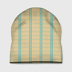 Шапка Color beige cage light blue stripes