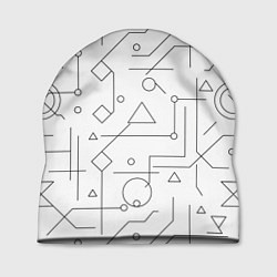 Шапка Техно-Геометрия на белое, цвет: 3D-принт