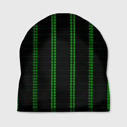 Шапка Color black cage green stripes