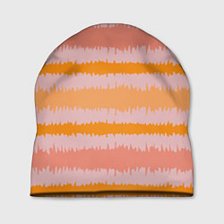 Шапка Полосы зигзагообразные оранжево-розовые, цвет: 3D-принт