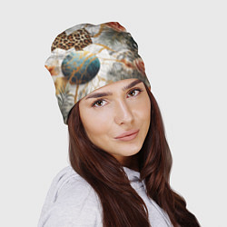 Шапка Мрамор с цветами и леопардовый узор, цвет: 3D-принт — фото 2