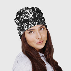 Шапка Дум белые брызги красок, цвет: 3D-принт — фото 2
