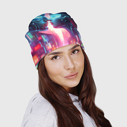 Шапка Cyber neon kiss - ai art fantasy, цвет: 3D-принт — фото 2