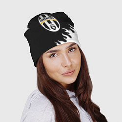 Шапка Juventus белый огонь текстура, цвет: 3D-принт — фото 2