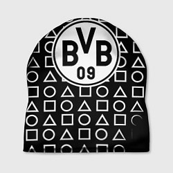 Шапка Borussia геометрия черно белая, цвет: 3D-принт