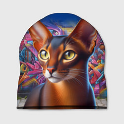 Шапка Абиссинка на фоне стены с граффити