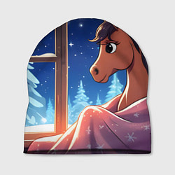 Шапка Лошадка зимней звездной ночью, цвет: 3D-принт