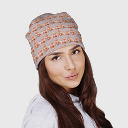 Шапка Лиса с цветами и листьями паттерн, цвет: 3D-принт — фото 2