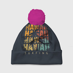Шапка с помпоном Hawaii Surfing, цвет: 3D-малиновый
