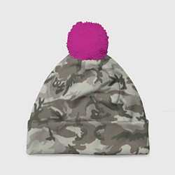 Шапка c помпоном Камуфляж лесной летний