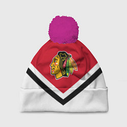 Шапка с помпоном NHL: Chicago Blackhawks, цвет: 3D-малиновый