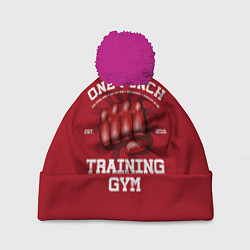 Шапка с помпоном One Punch Gym, цвет: 3D-малиновый