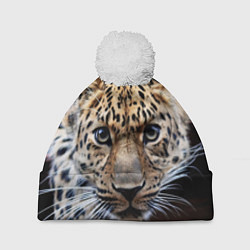 Шапка с помпоном Дикая кошка, цвет: 3D-белый