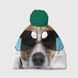 Шапка с помпоном Джек Рассел в очках, цвет: 3D-зеленый