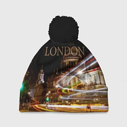 Шапка с помпоном Улицы Лондона, цвет: 3D-черный