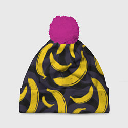Шапка с помпоном Бананы, цвет: 3D-малиновый