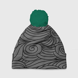 Шапка с помпоном Gray pattern, цвет: 3D-зеленый