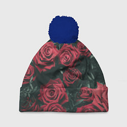 Шапка с помпоном Бархатные розы, цвет: 3D-тёмно-синий