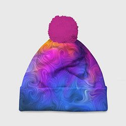 Шапка с помпоном Узор цвета, цвет: 3D-малиновый
