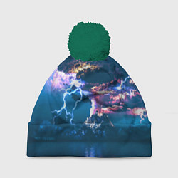 Шапка с помпоном Извержение вулкана, цвет: 3D-зеленый