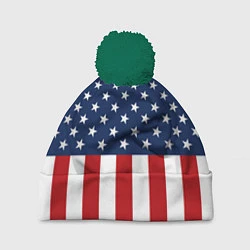 Шапка с помпоном Флаг США, цвет: 3D-зеленый