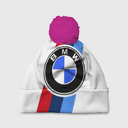 Шапка с помпоном BMW M: White Sport, цвет: 3D-малиновый