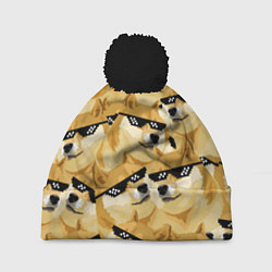 Шапка с помпоном Doge: Deal with it, цвет: 3D-черный
