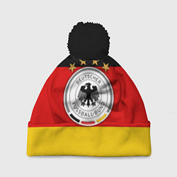 Шапка с помпоном Немецкий футбол, цвет: 3D-черный