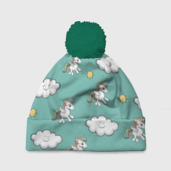 Шапка с помпоном Love of Unicorns, цвет: 3D-зеленый