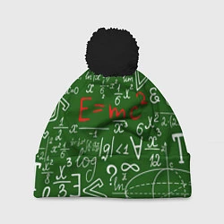 Шапка с помпоном E=mc2: Green Style, цвет: 3D-черный
