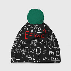 Шапка с помпоном E=mc2: Black Style, цвет: 3D-зеленый