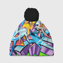 Шапка с помпоном Неоновая кислота, цвет: 3D-черный