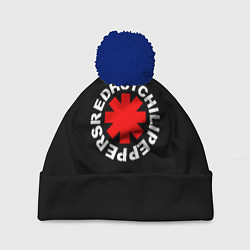 Шапка с помпоном Red Hot chili peppers logo on black, цвет: 3D-тёмно-синий