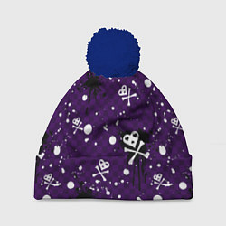 Шапка с помпоном Эмо 2007 фиолетовый фон, цвет: 3D-тёмно-синий