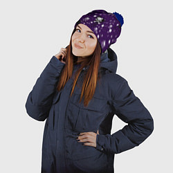 Шапка с помпоном Эмо 2007 фиолетовый фон, цвет: 3D-тёмно-синий — фото 2