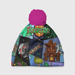 Шапка с помпоном Terraria, цвет: 3D-малиновый