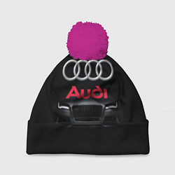 Шапка с помпоном AUDI, цвет: 3D-малиновый