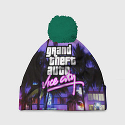 Шапка с помпоном Grand Theft Auto Vice City, цвет: 3D-зеленый