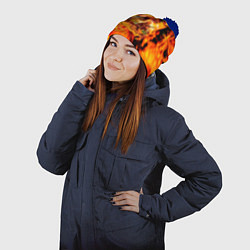 Шапка с помпоном Judas Priest, цвет: 3D-тёмно-синий — фото 2