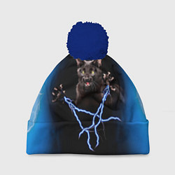 Шапка с помпоном Грозовой кошакгромовержец, цвет: 3D-тёмно-синий