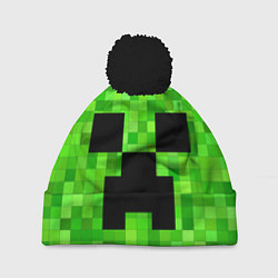 Шапка с помпоном MINECRAFT, цвет: 3D-черный